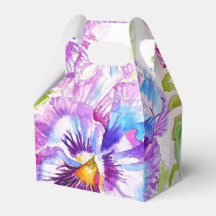 Purple Pansy Wedding Cake Favour Box Floral Flower
