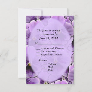 Purple Pansy with Entree Choices  RSVP Card