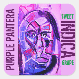 PURPLE PANTERA INDICA SQUARE STICKER