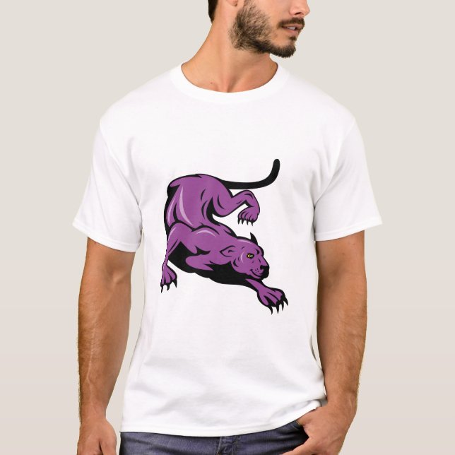 PURPLE PANTHER CARTOON BIG CAT CATS LARGE JAGUAR L T-Shirt (Front)