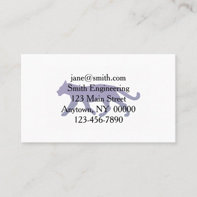 Purple panther silhouette - Choose background colo Business Card (Front)
