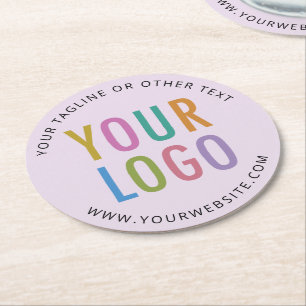 Purple Paper Coasters Custom Business Logo
