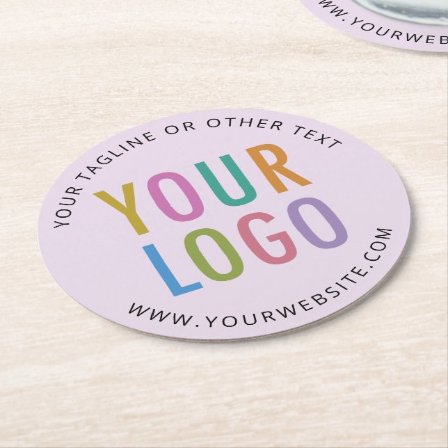 Purple Paper Coasters Custom Business Logo (Angled)