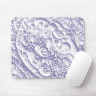 Purple Paper Quilling Daisy Design Mouse Mat