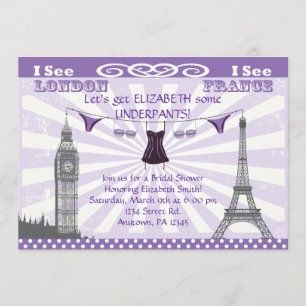 Purple Paris Bridal Shower Invitations