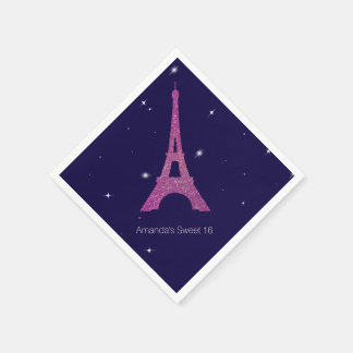 Purple Paris Theme Sweet 16 Birthday Napkins