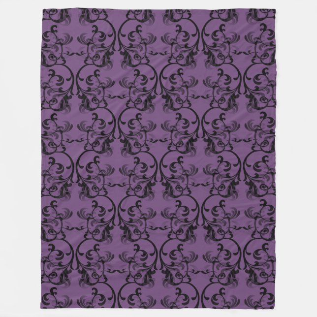 Purple Parisian Damask Fleece Blanket (Front)
