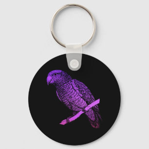 Purple Parrot Key Ring