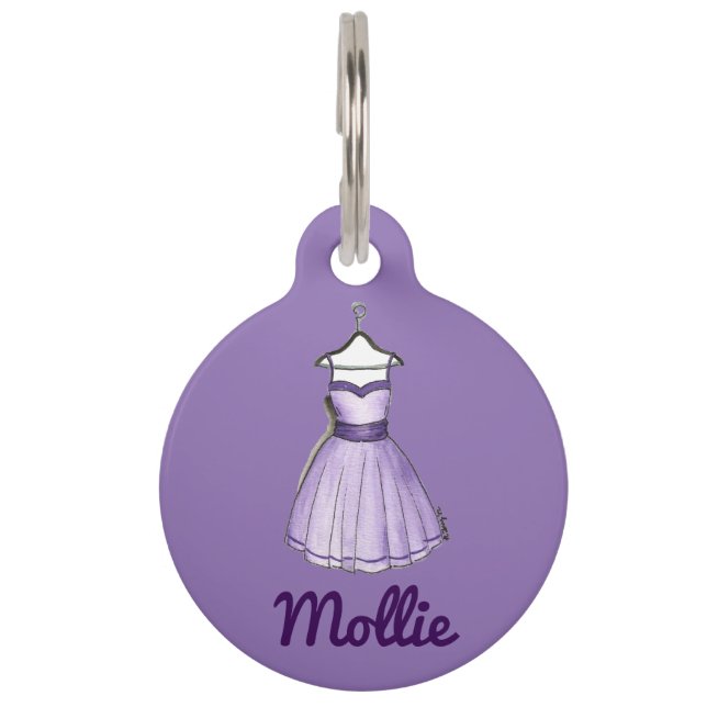 Purple Party Dress Fashion Fashionista Dog Tag (Front)