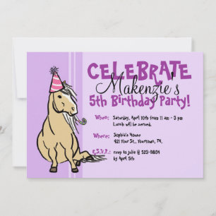 Purple Party Pony Girls Birthday Invitation
