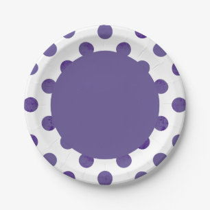 Purple Party Royal Ultra-Violet Grape Polka Dots Paper Plate