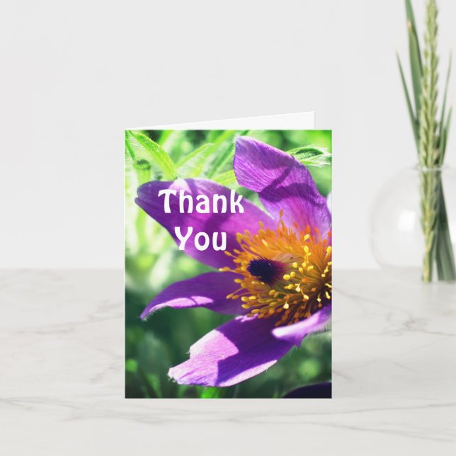 Purple Pasque Flower Thank You Card (Front)