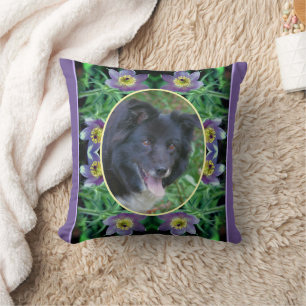 Purple Pasque Flowers Frame Create Your Own Photo Cushion