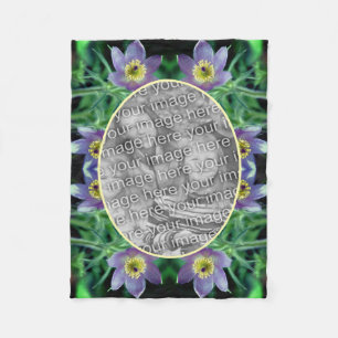 Purple Pasque Flowers Frame Create Your Own Photo Fleece Blanket