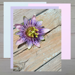 Purple Passiflora Flower Weathered Wood paper