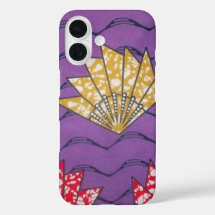 Purple Passion   Abstract East African Wavy Fan Ar iPhone 16 Case