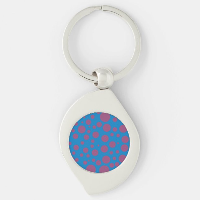 purple passion feeling blue trippy circle pattern key ring (Front)
