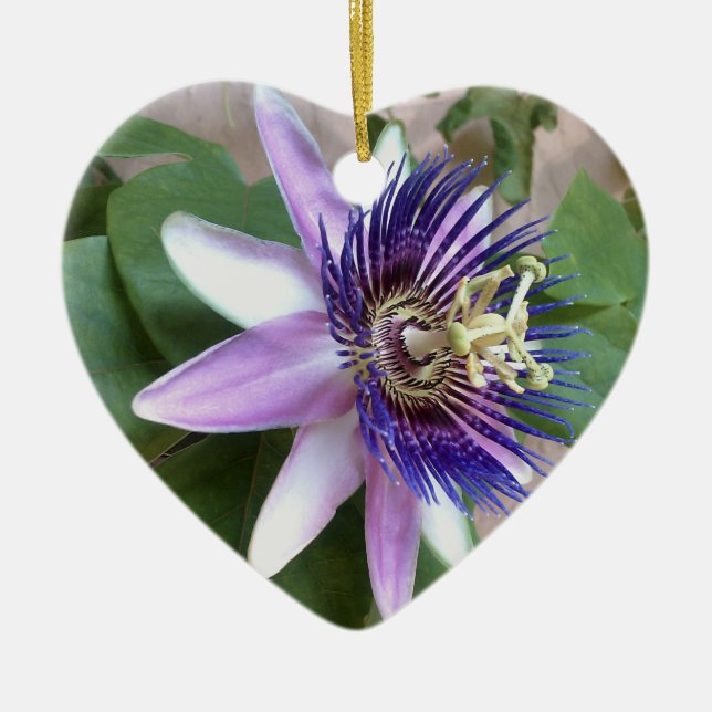 Purple Passion Flower Ceramic Tree Decoration (Front)