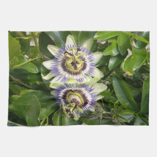 Purple Passion Flower Floral Kitchen Towel