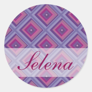 purple passion lavender fields diamond pattern art classic round sticker
