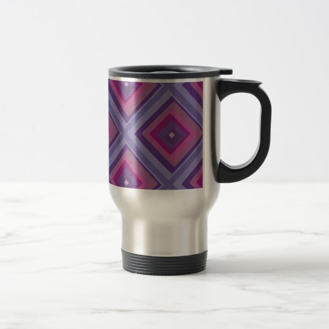 purple passion lavender fields diamond pattern art travel mug (Right)