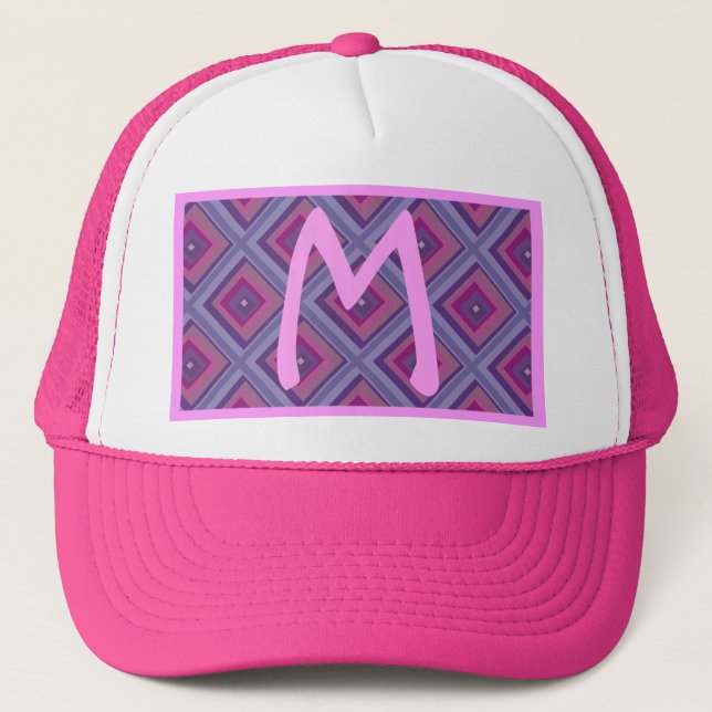 purple passion lavender fields diamond pattern art trucker hat (Front)