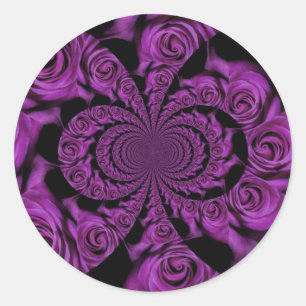 Purple Passion: Royal Romance Roses Classic Round Sticker