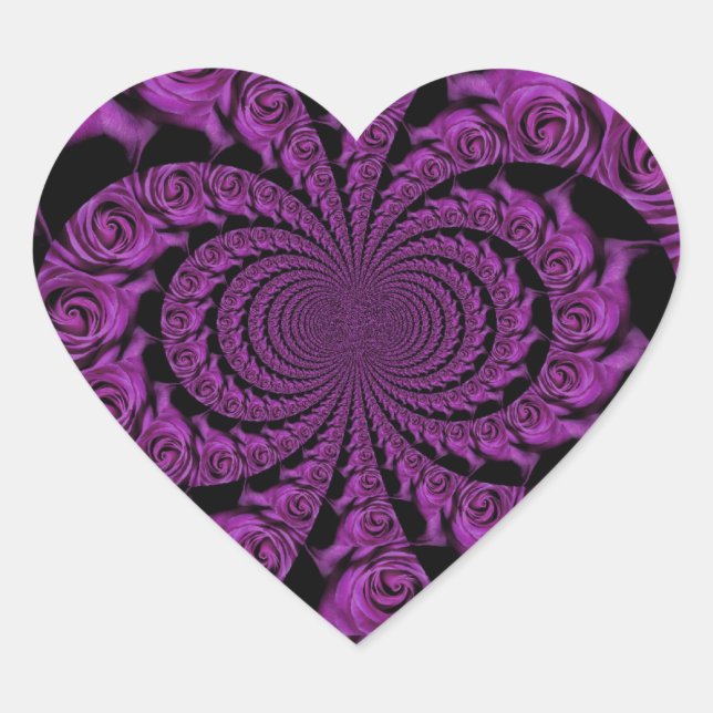 Purple Passion: Royal Romance Roses Heart Sticker (Front)