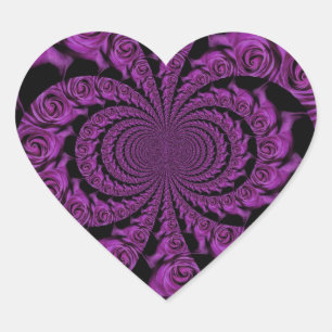 Purple Passion: Royal Romance Roses Heart Sticker