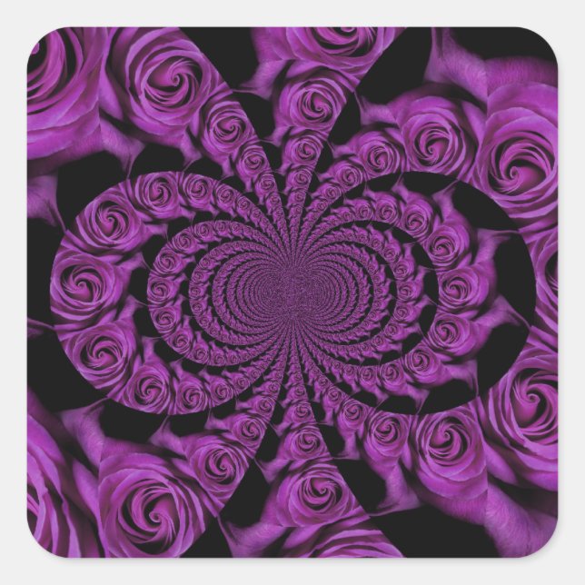 Purple Passion: Royal Romance Roses Square Sticker (Front)