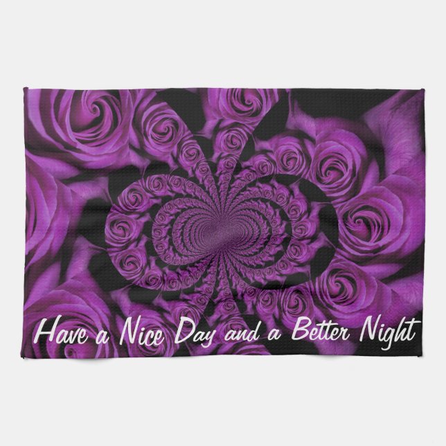 Purple Passion: Royal Romance Roses Tea Towel (Horizontal)
