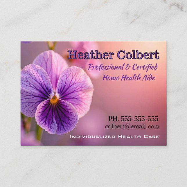 Purple Passion Trusting Friend Caregiver Business Card (Front)