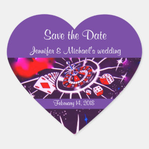 Purple Passion Vegas Casino Style Wedding Heart Sticker