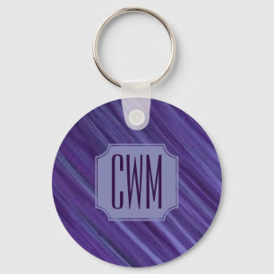 Purple Passion   Violet Plum Brushstroke Monogram Key Ring
