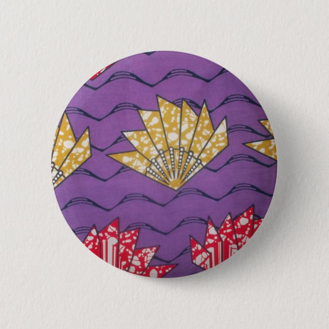 "Purple Passion Waves" Abstract African Art Print 6 Cm Round Badge (Front)