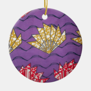 "Purple Passion Waves" Abstract African Art Print Ceramic Tree Decoration