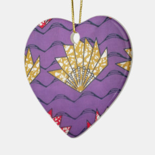 "Purple Passion Waves" Abstract African Art Print Ceramic Tree Decoration