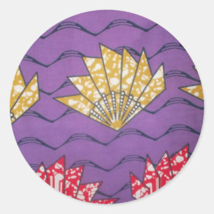 "Purple Passion Waves" Abstract African Art Print Classic Round Sticker