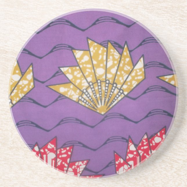 "Purple Passion Waves" Abstract African Art Print Coaster (Front)