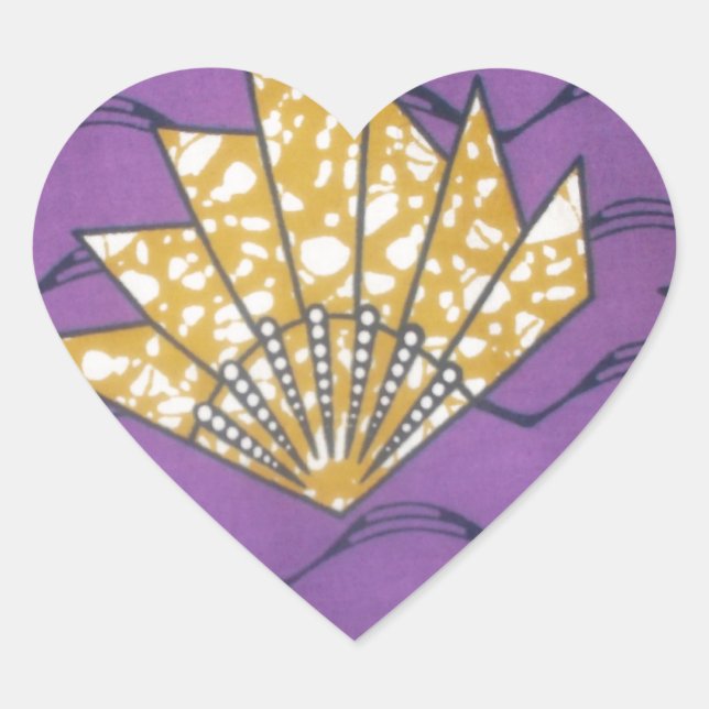 "Purple Passion Waves" Abstract African Art Print Heart Sticker (Front)