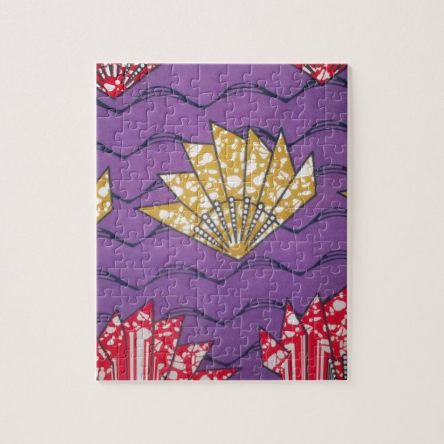 "Purple Passion Waves" Abstract African Art Print Jigsaw Puzzle (Vertical)