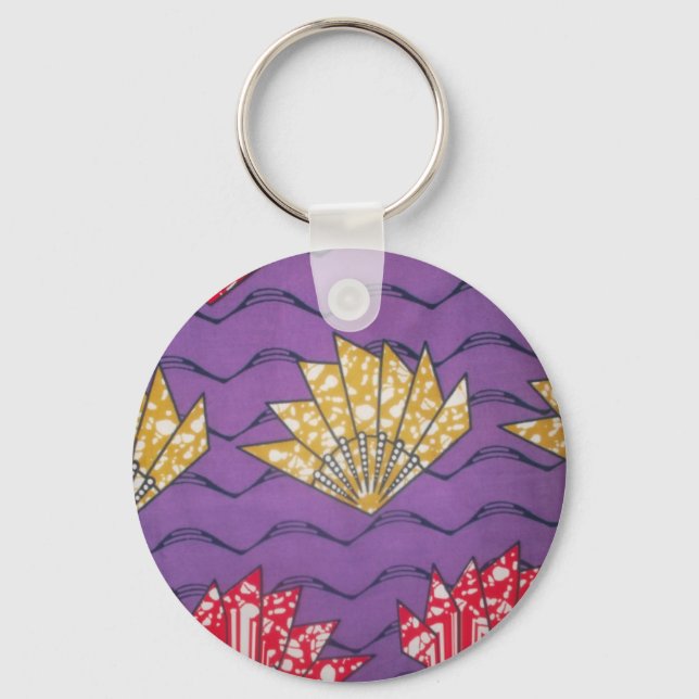 "Purple Passion Waves" Abstract African Art Print Key Ring (Front)