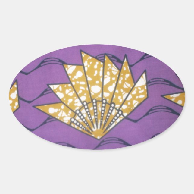 "Purple Passion Waves" Abstract African Art Print Oval Sticker (Front)