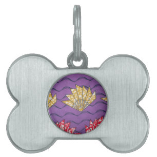 "Purple Passion Waves" Abstract African Art Print Pet ID Tag