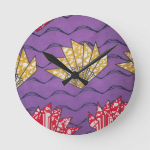 "Purple Passion Waves" Abstract African Art Print Round Clock