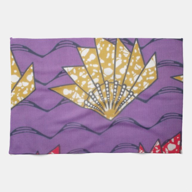 "Purple Passion Waves" Abstract African Art Print Tea Towel (Horizontal)