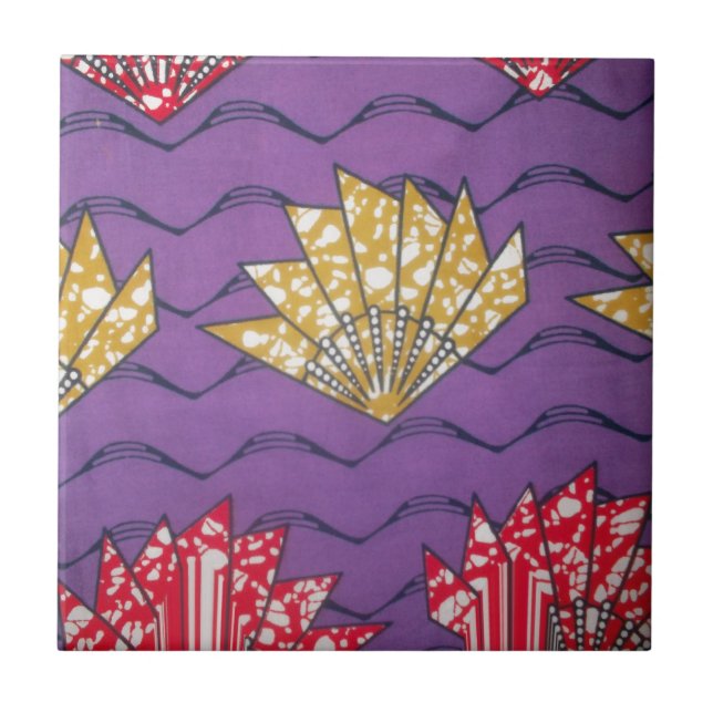 "Purple Passion Waves" Abstract African Art Print Tile (Front)