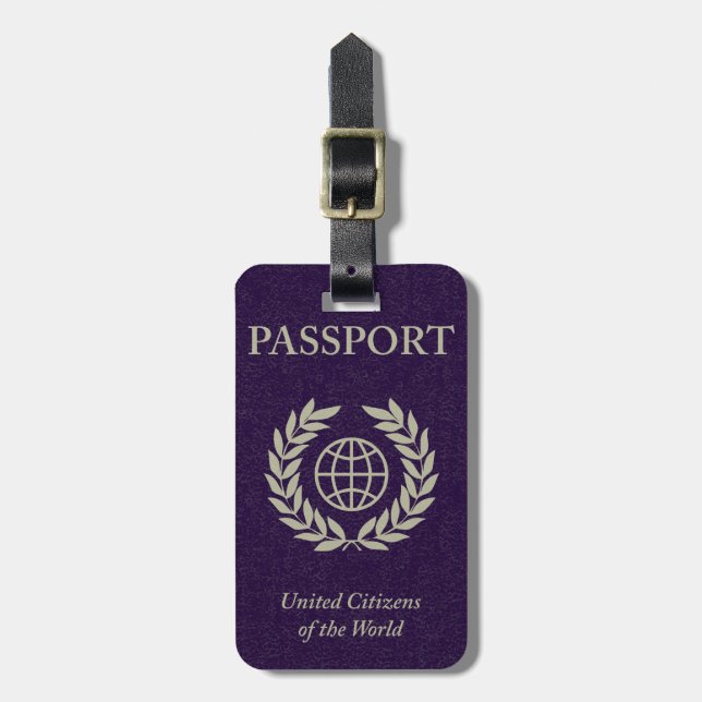 purple passport luggage tag (Front Vertical)