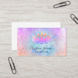 purple pastel blue orange lotus business card