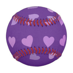 PURPLE PASTEL COLORED HEARTS  BASEBALL